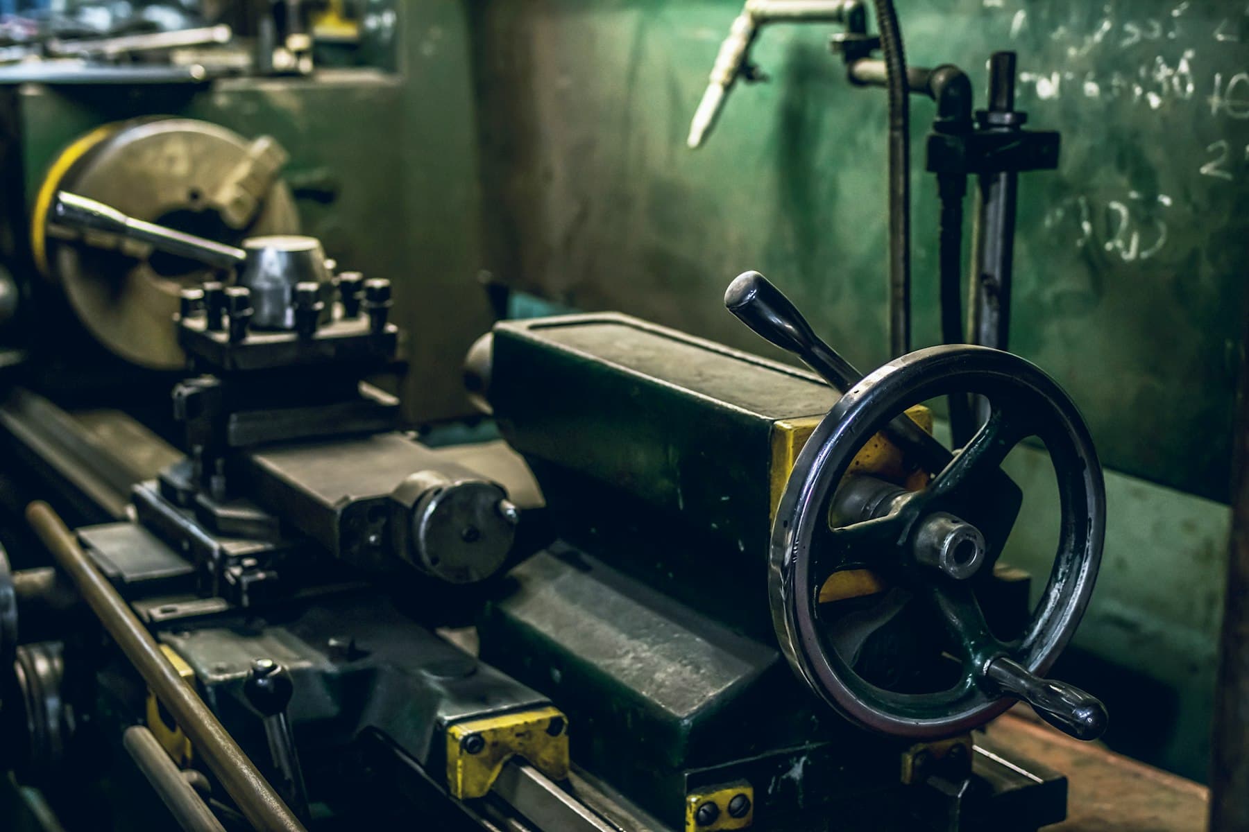 A lathe in a working machine shop
