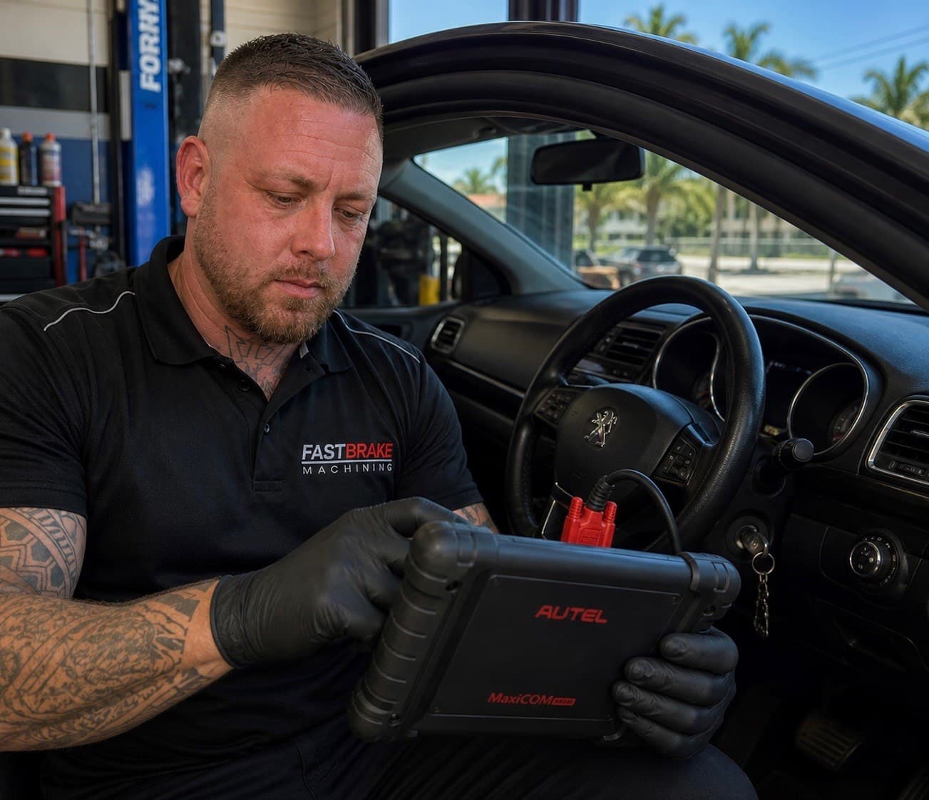 The owner of Fastbrake running a diagnostic scan on a vehicle